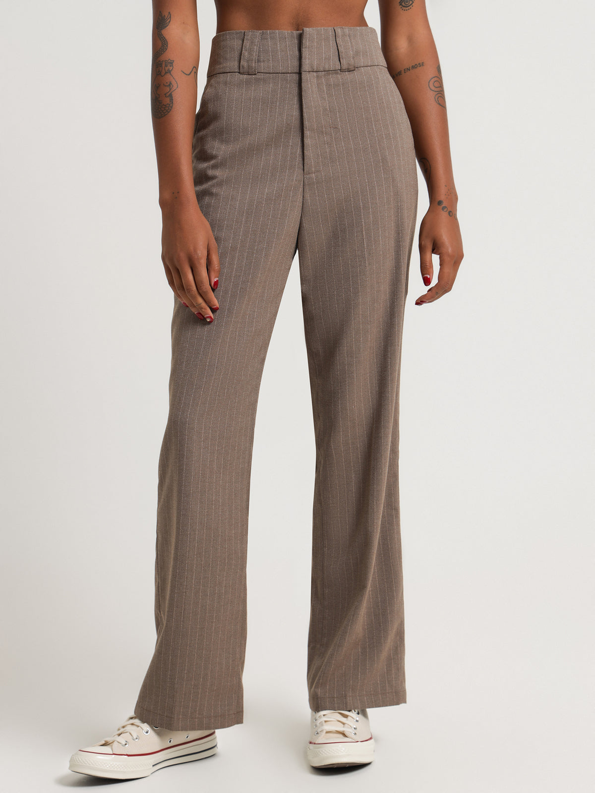 Danny Pinstripe Pants in Taupe