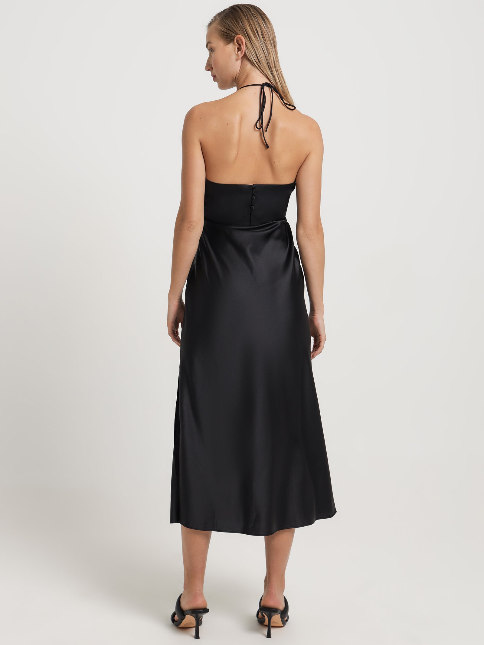 Wallace Satin Halter Dress