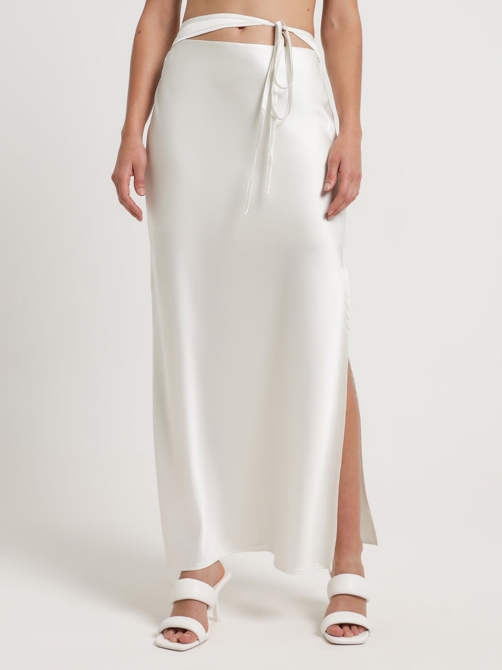 Ivory satin maxi skirt Clearance