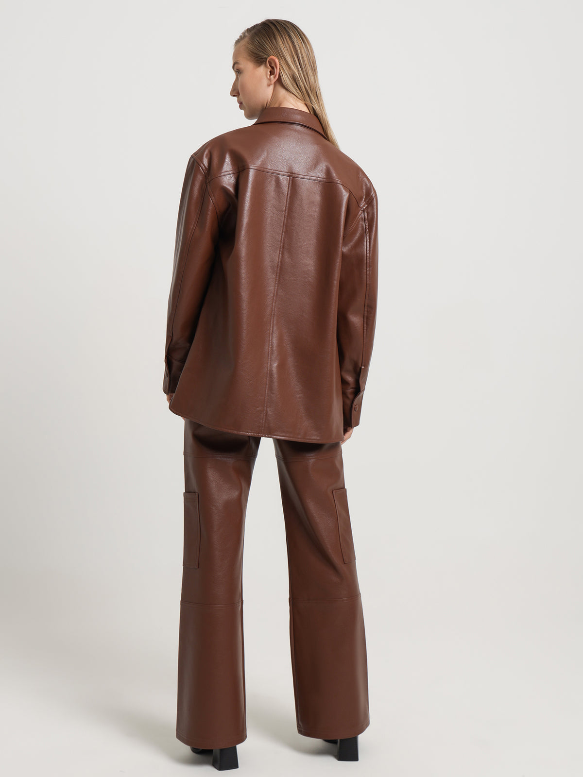 First Mse Zima Faux Leather Cargo Pants | Cognac