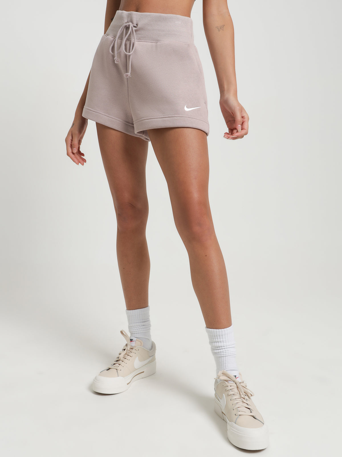 Sportswear Phoenix Fleece Highrise Shorts in Diffused Taupe - Glue Store