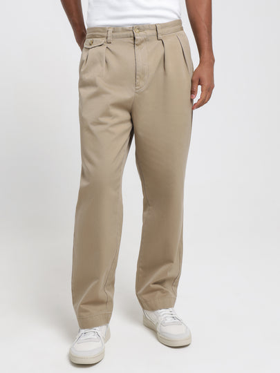 Pleat Detail Cotton Trousers