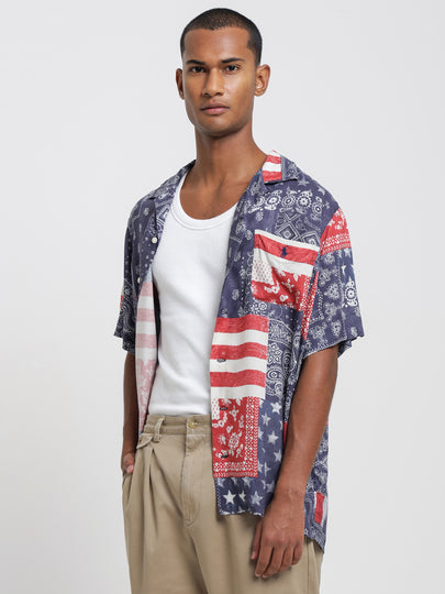 Bandana Patchwork Print Vacation Shirt