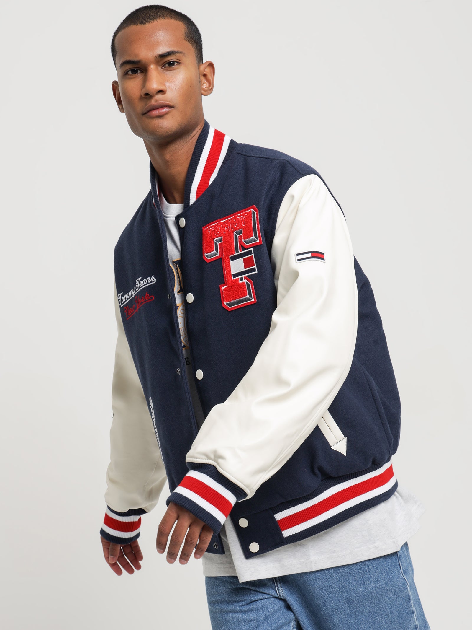 College Relaxed Baseball Letterman Jacket