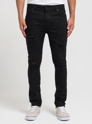 Arden Rip Skinny Jeans in True Black