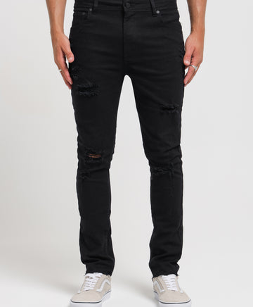 Arden Rip Skinny Jeans in True Black