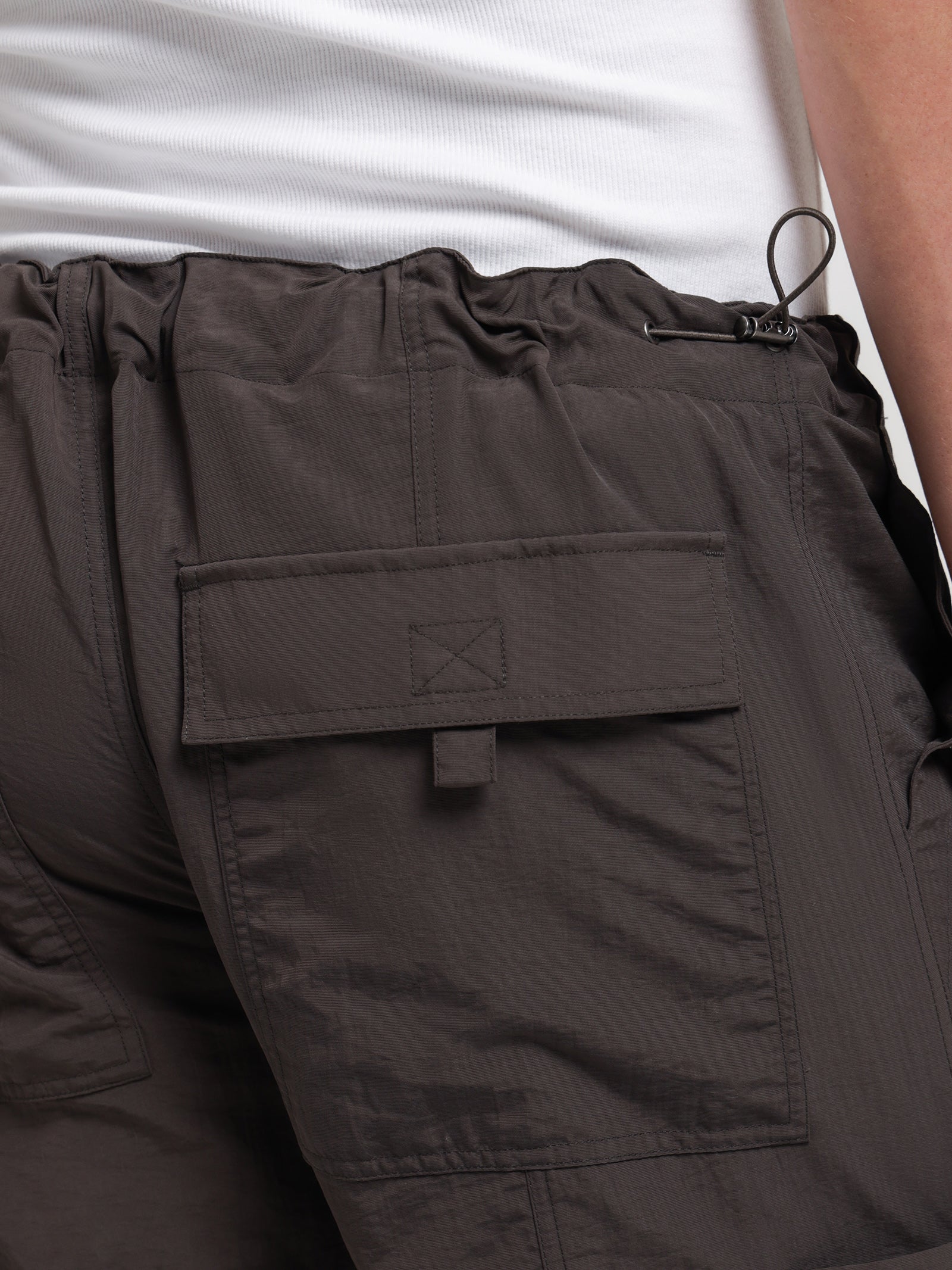 Conspiracy Parachute Pants in Obsidian Black