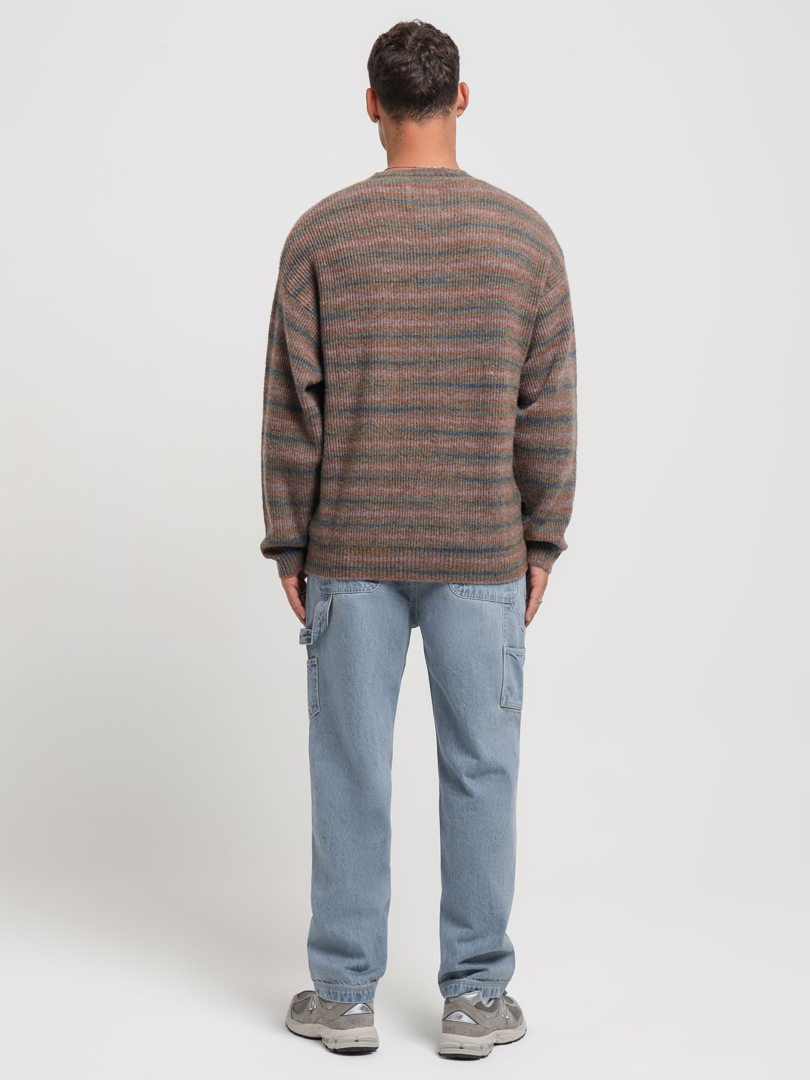 Rampage Knit Sweater in Bown & Blue Stripes