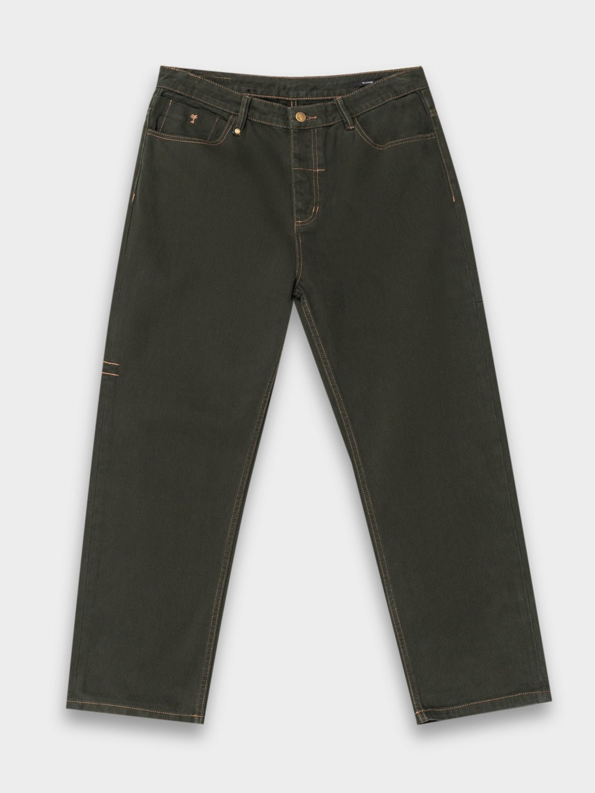 Slacker Denim Jeans in Oil Green Tobacco