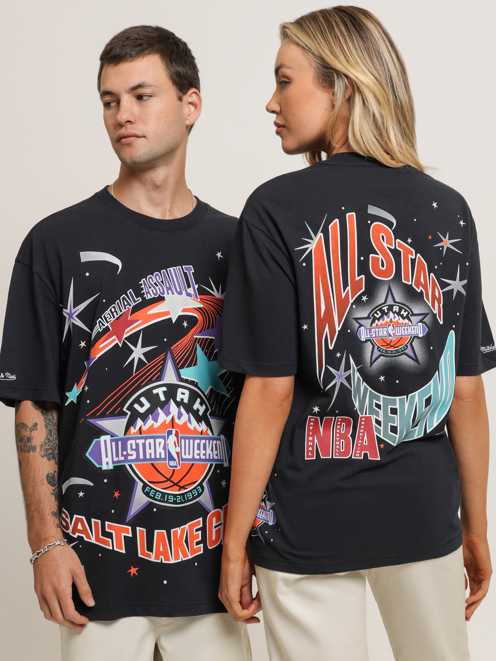 Utah All Star Weekend 1993 Burst T-Shirt in Faded Black | Glue Store
