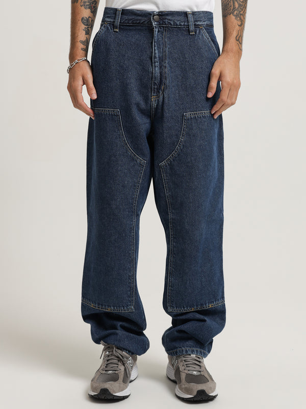 Double Knee Pants in Blue Heavy Stonewash - Glue Store