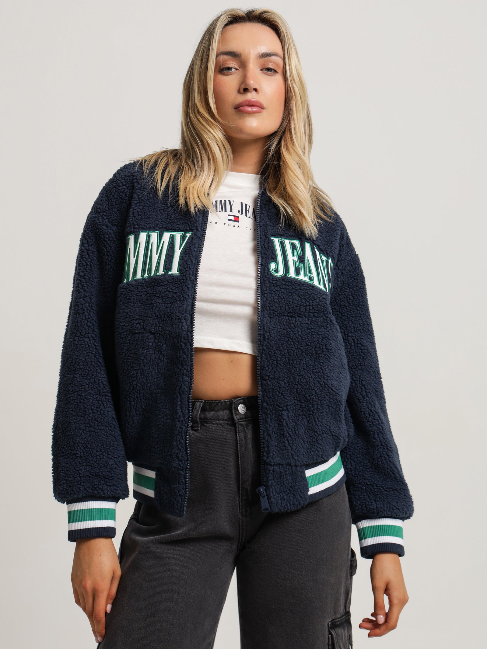 Oversized Sherpa Baseball Jacket