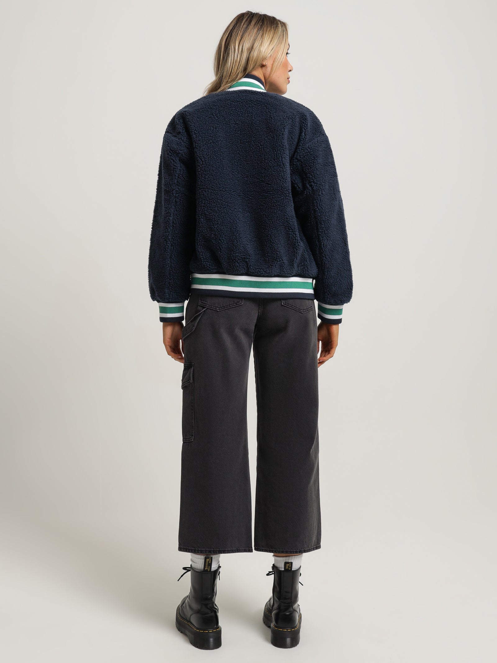 Oversized Sherpa Baseball Jacket