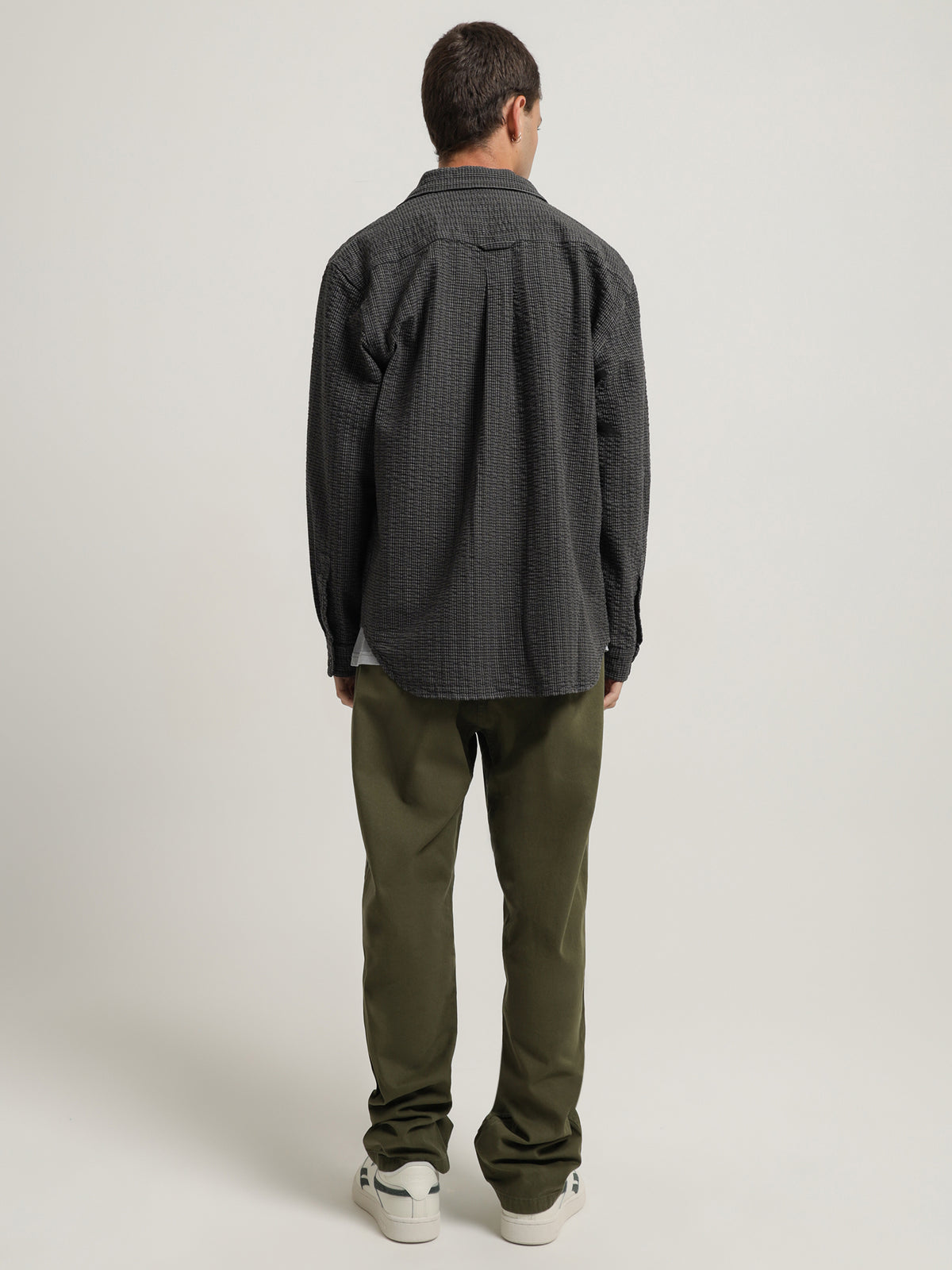O.G Seersucker Canyon Shirt in Deep Grey Garment Dyed