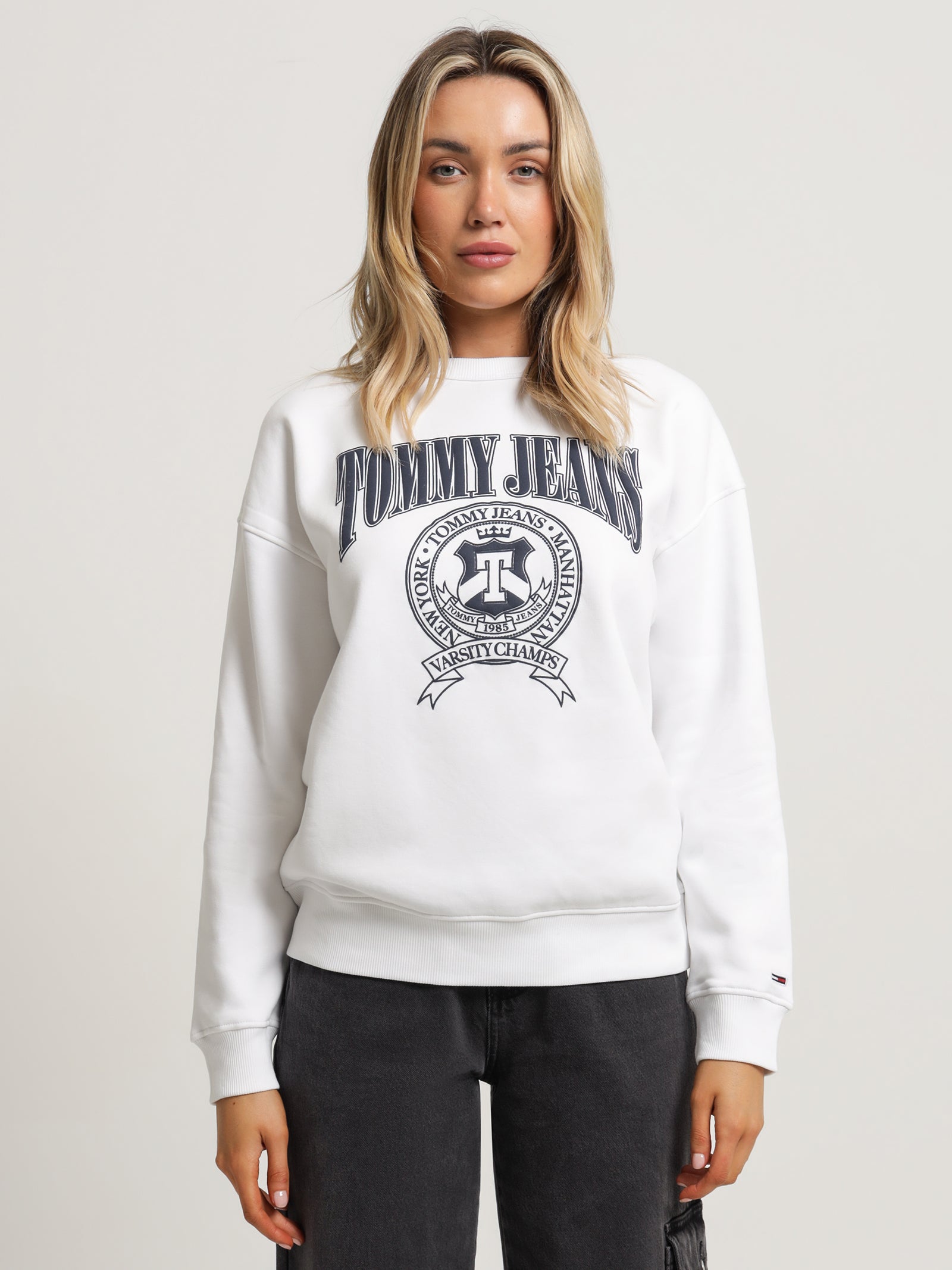 Varsity Relaxed Fit Crew Neck Sweatshirt
