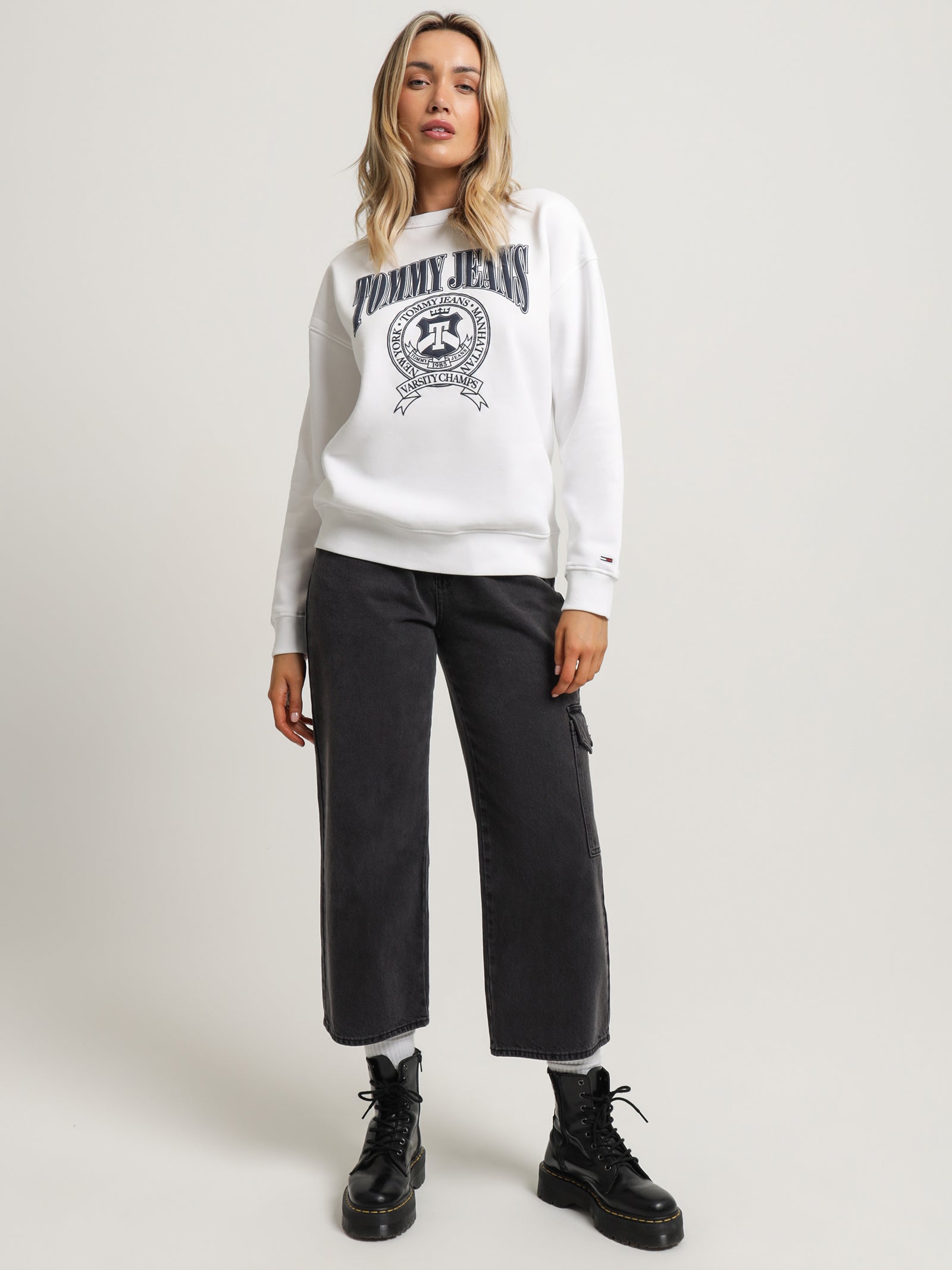 Varsity Relaxed Fit Crew Neck Sweatshirt