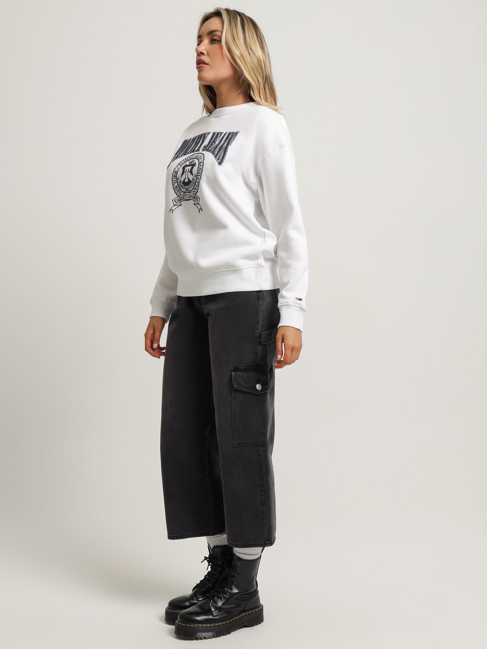 Varsity Relaxed Fit Crew Neck Sweatshirt