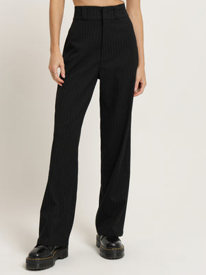 Pinstripe HighWaisted Pleated Twill Trousers