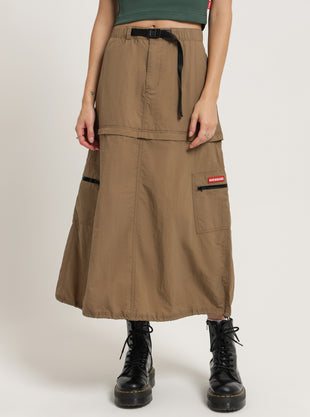Zip-Off Convertable Cargo Skirt in Stone