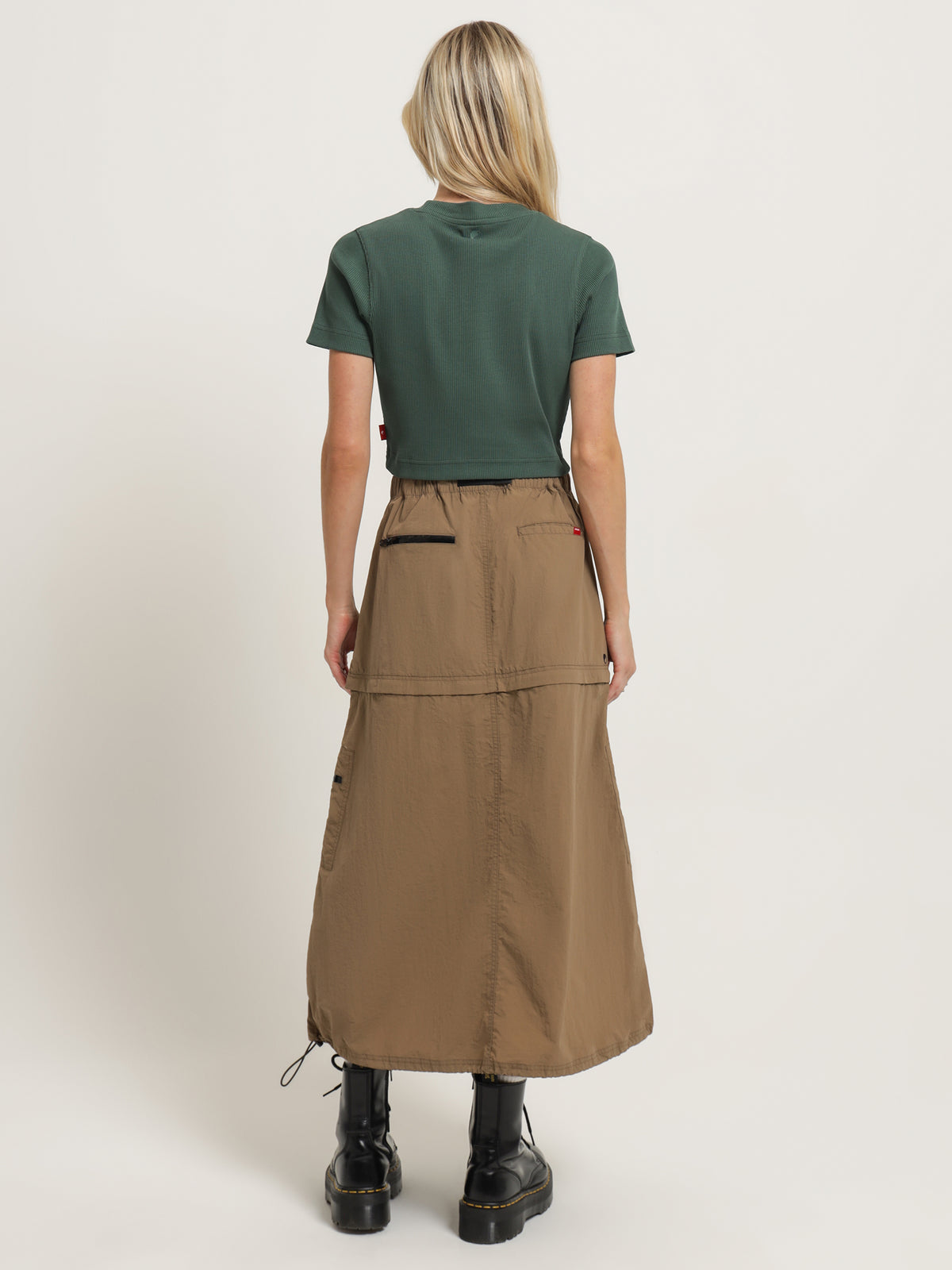 Zip-Off Convertable Cargo Skirt in Stone
