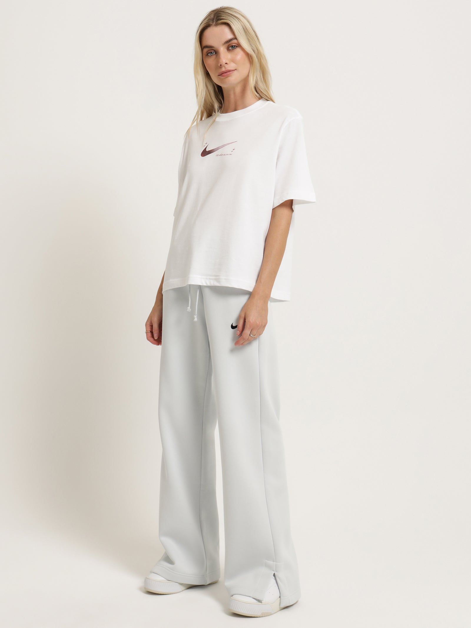 NIKE Sportswear Phoenix Womens Wide Leg Fleece Sweatpants - OFF WHITE
