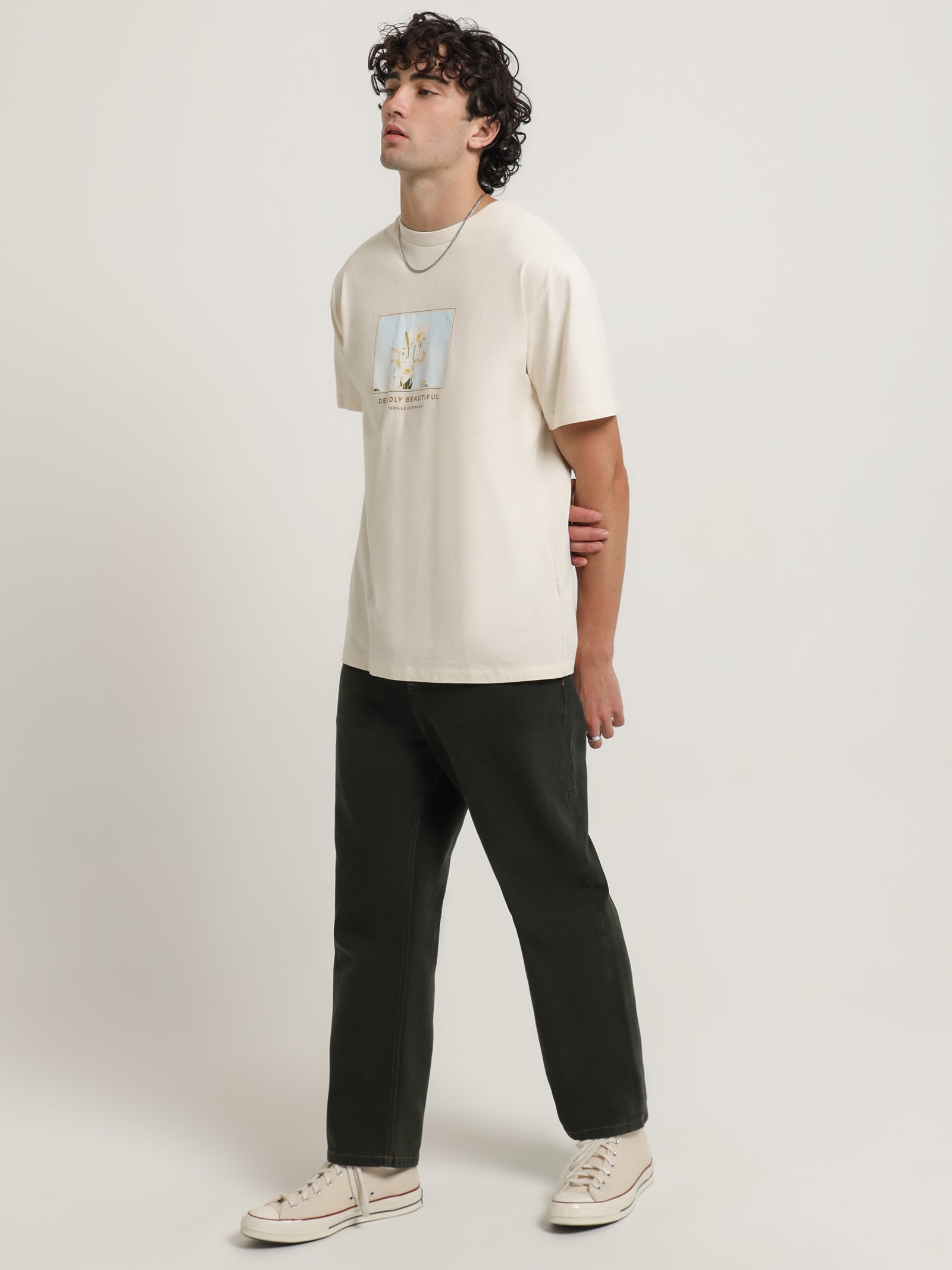 Thrills Deadly Beautiful Merch Fit T-Shirt Vintage Wh