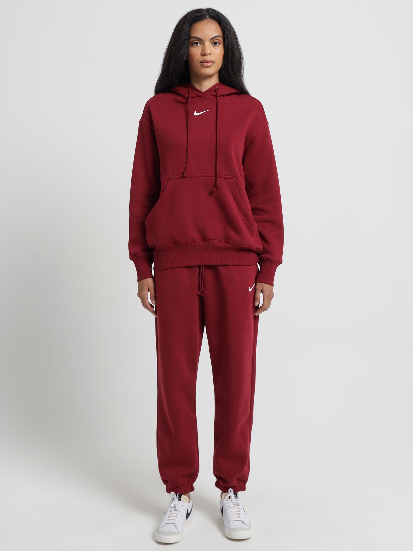 Sportswear Phoenix Fleece Oversized Pullover Hoodie in Team Red & Whit ...