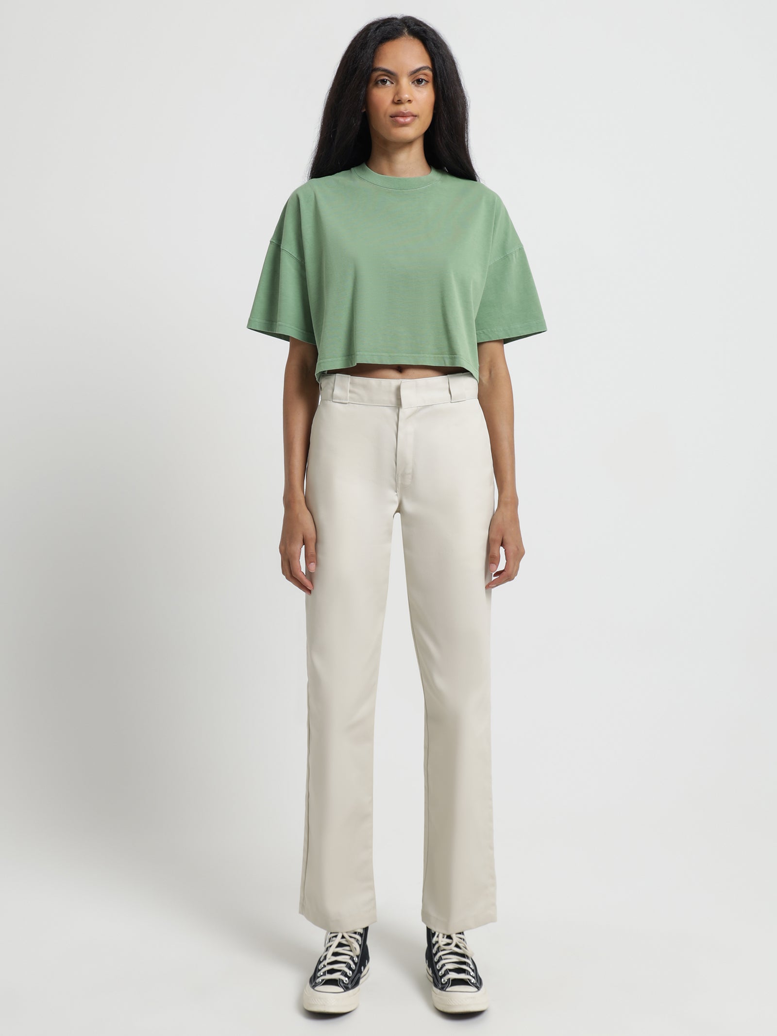 330 Cropped T-Shirt in Jade Green - Glue Store