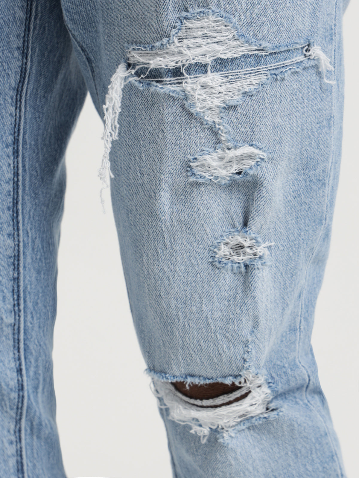 Dropped Skinny Stacked Butter Blues Shred Jeans in Denim