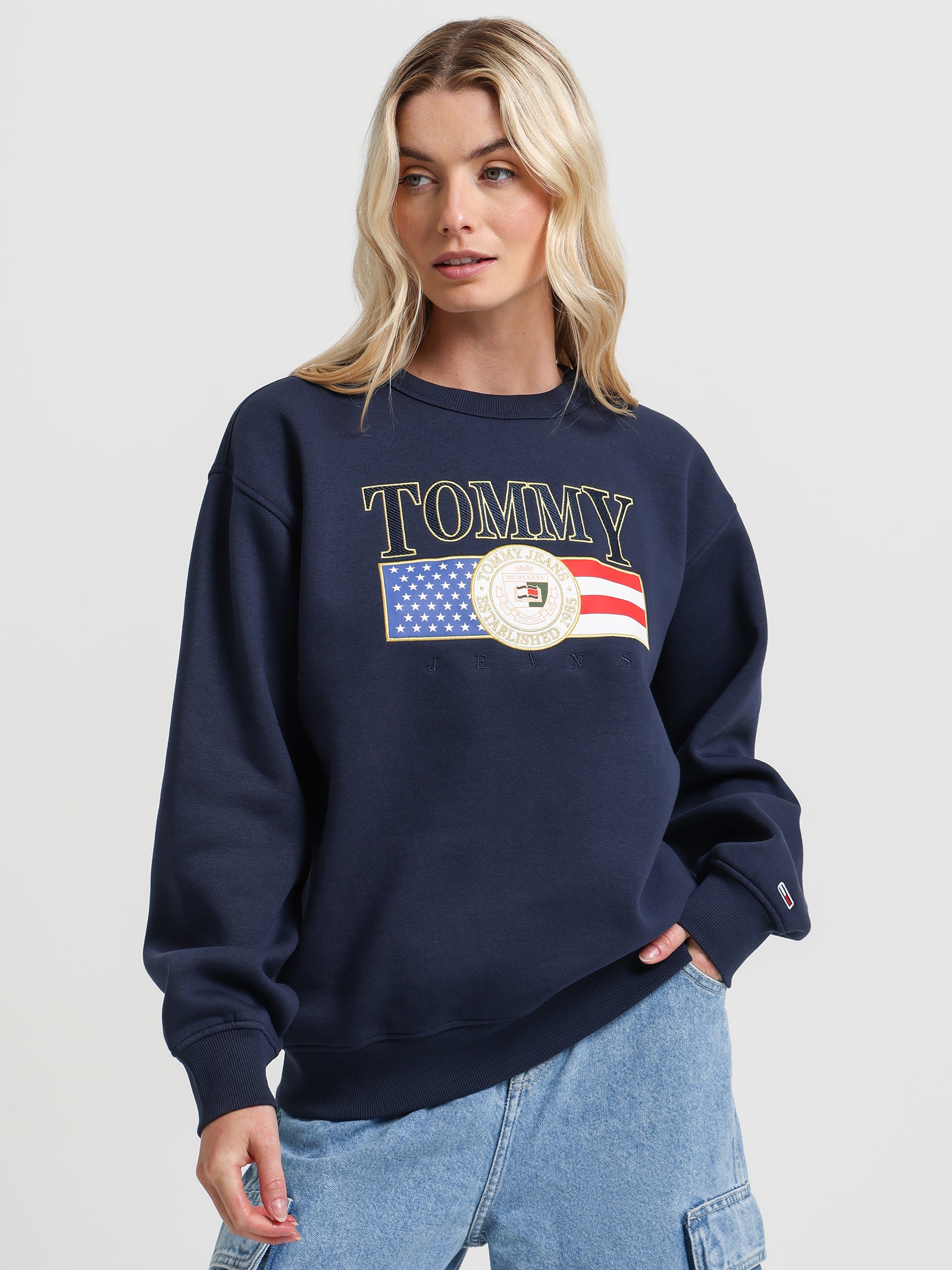 Logo Applique Relaxed Fit Sweatshirt
