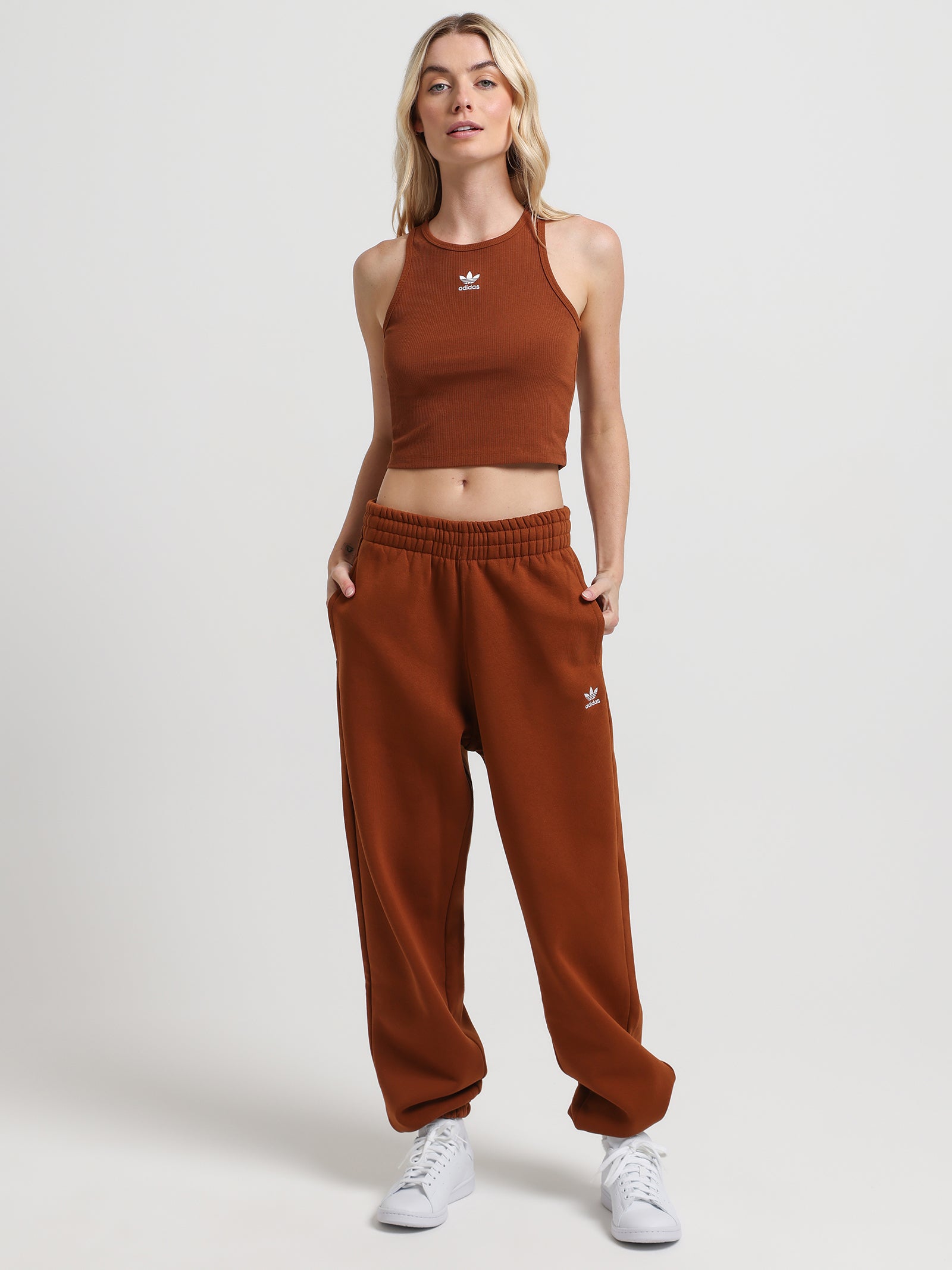 Adidas Adicolor Essentials Rib Tank Top Brown | Glue Store
