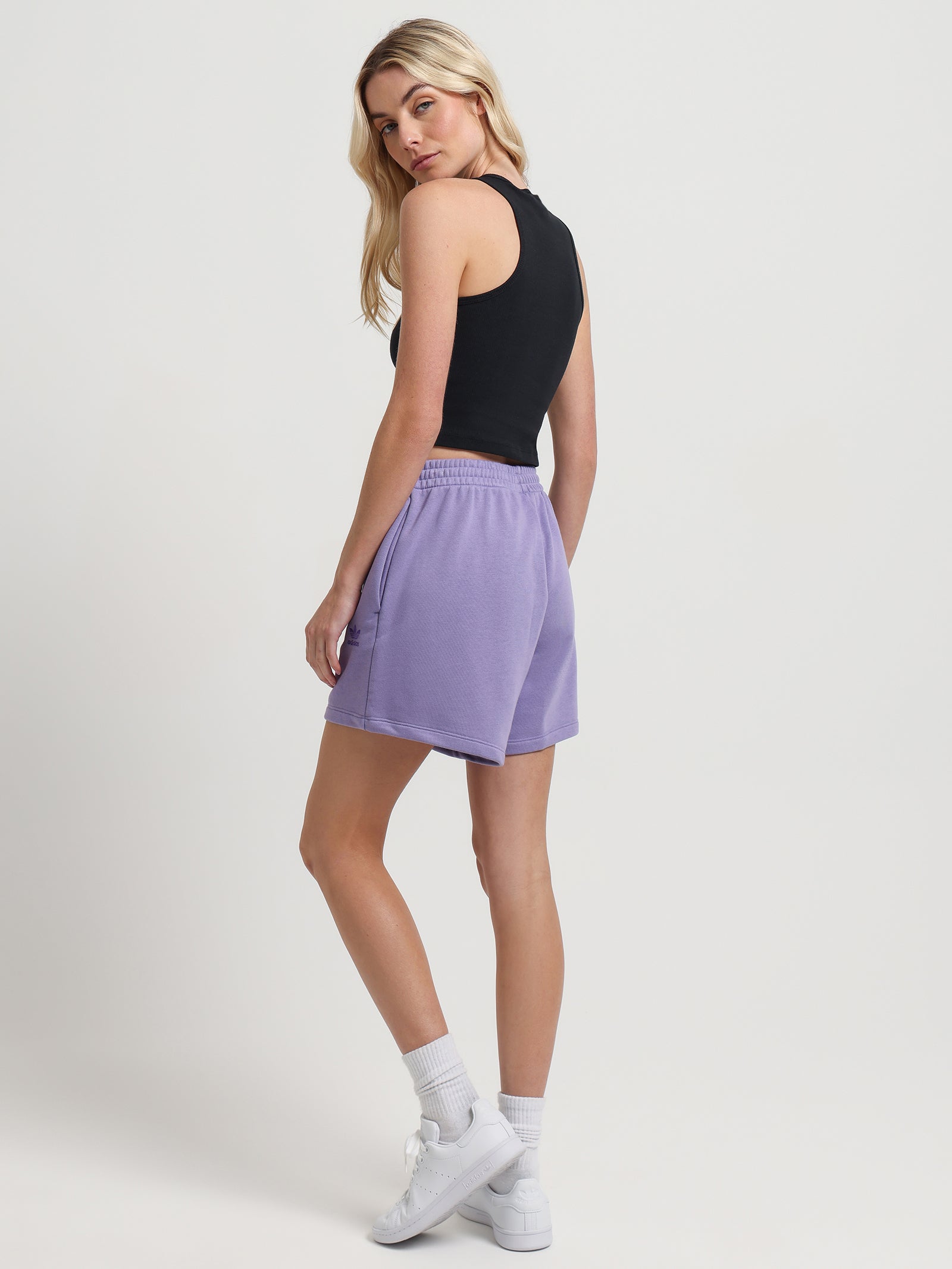 Adicolor Essentials French Terry Shorts in Magic Lilac - Glue Store