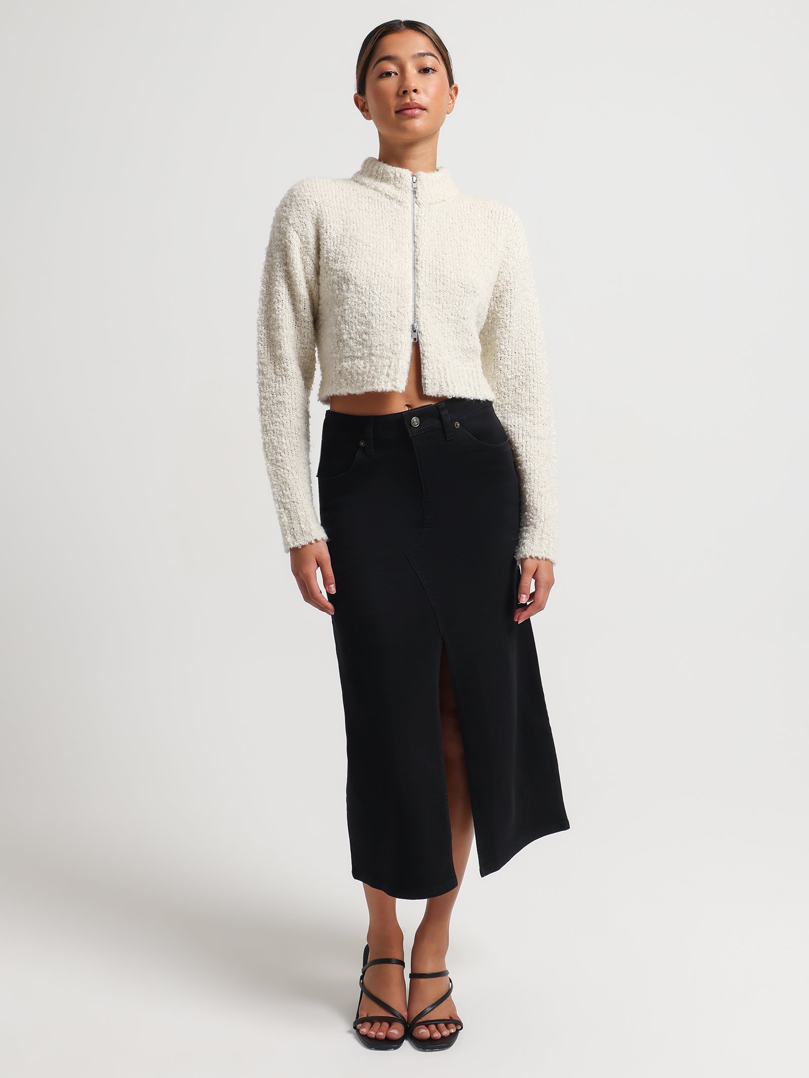Serena Denim Split Midi Skirt