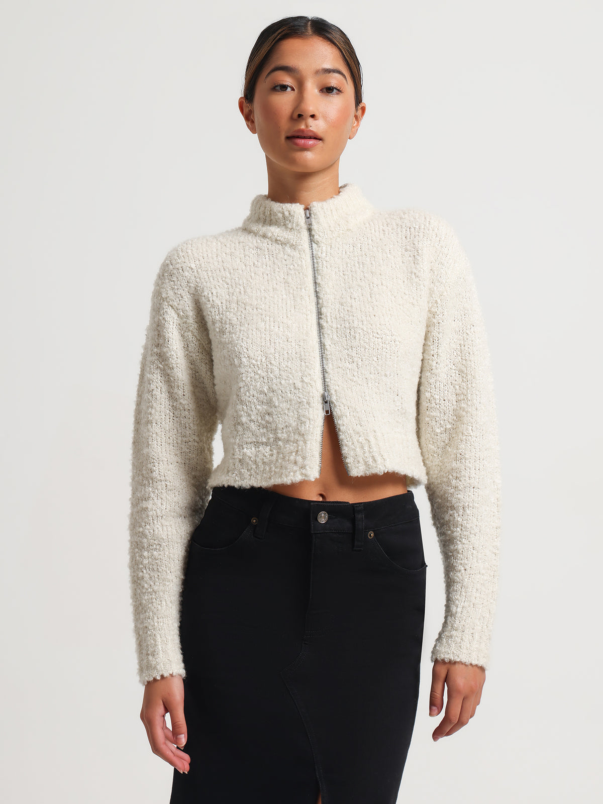 Amber Knit Bomber in Blush