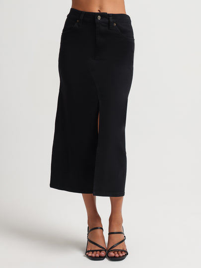 Serena Denim Split Midi Skirt