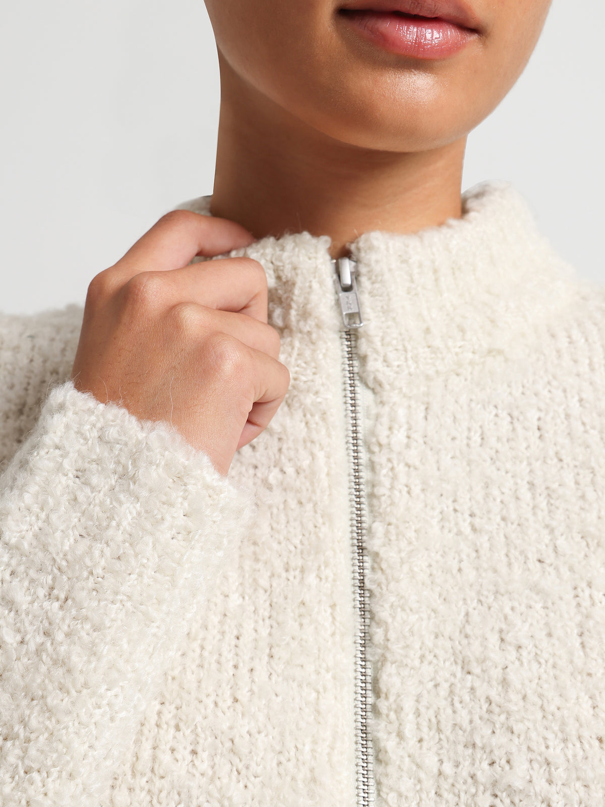 Amber Knit Bomber in Blush