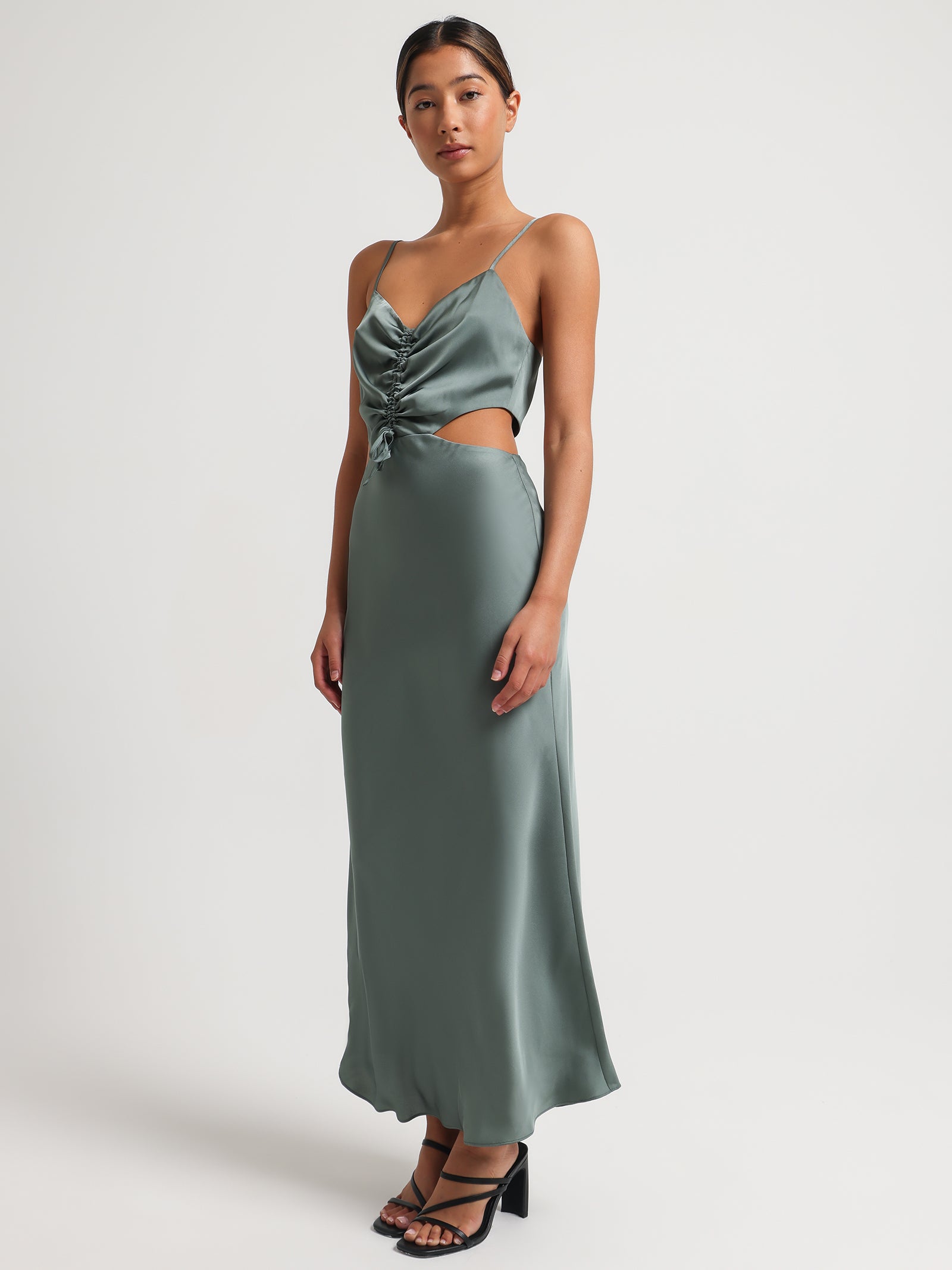 Tamara Ruched Midi Dress in Jewel