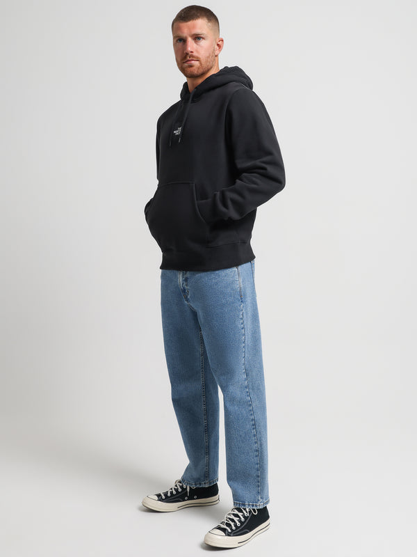 å Mens Heavyweight Box Pullover Hoodie in Black Black Glue Store