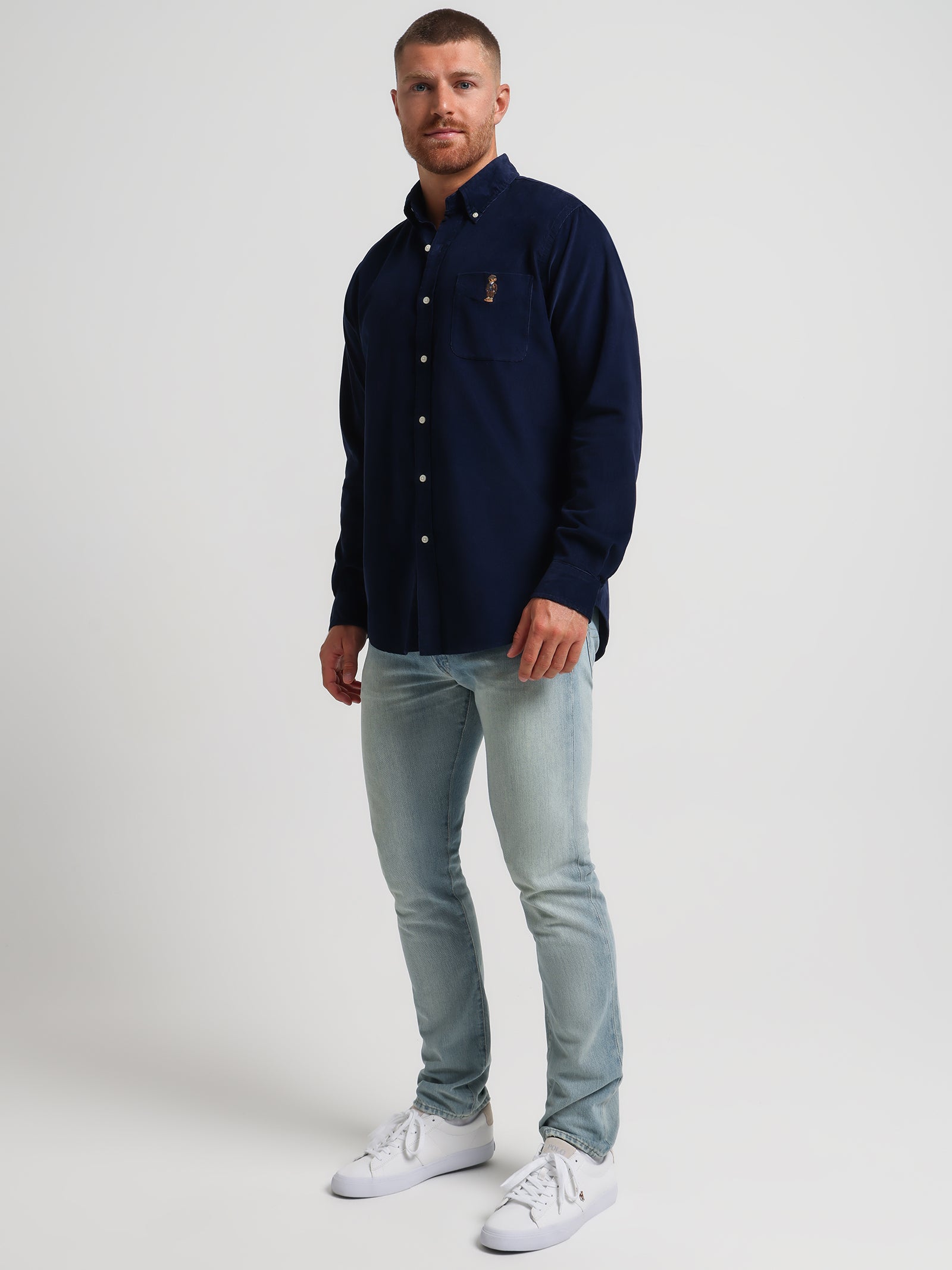 Custom Bear Embroidery Cord Shirt