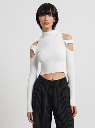 Mikal Knit Top in Off White