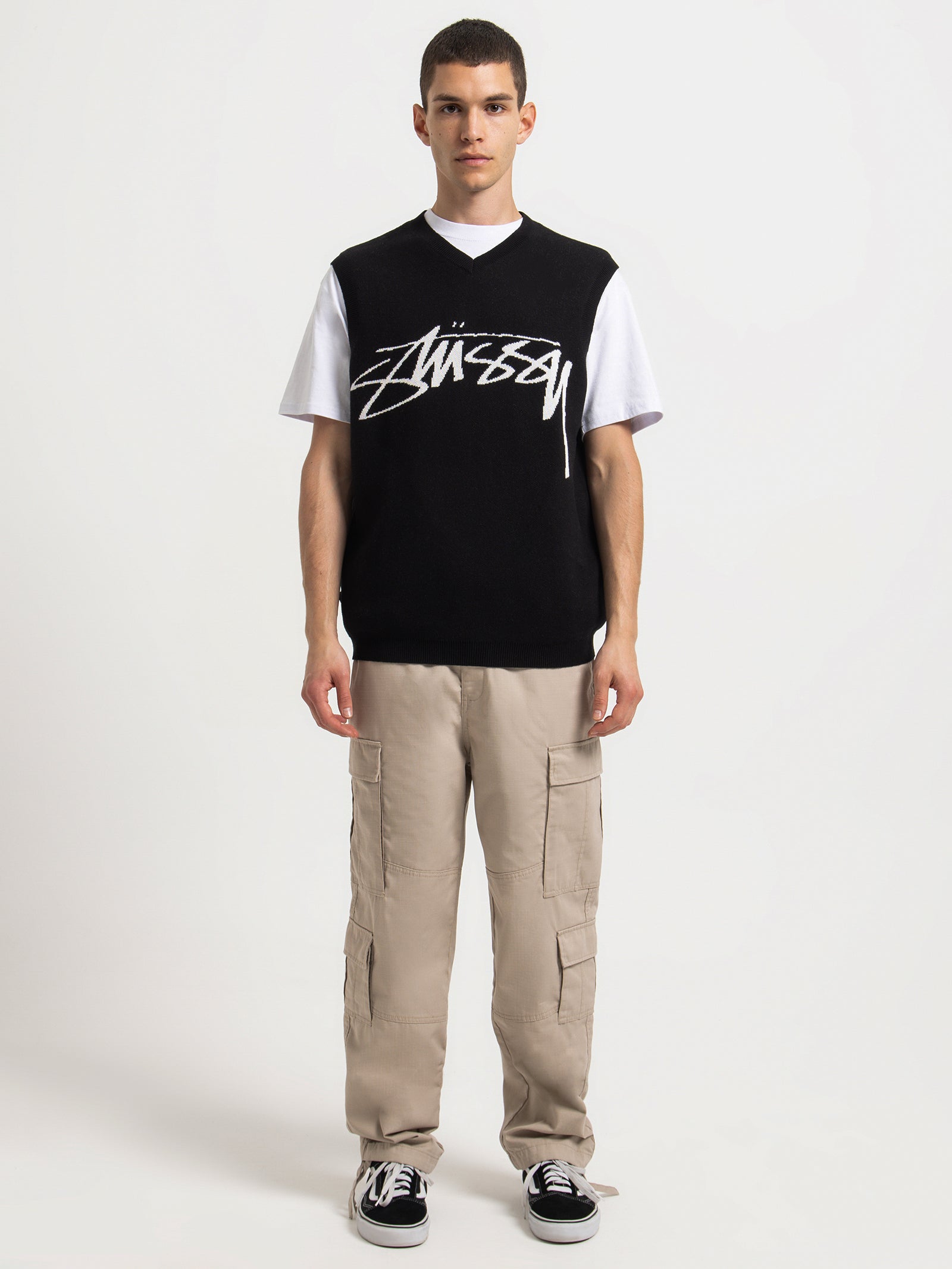 STUSSY SMOOTH STOCK KNIT VEST black