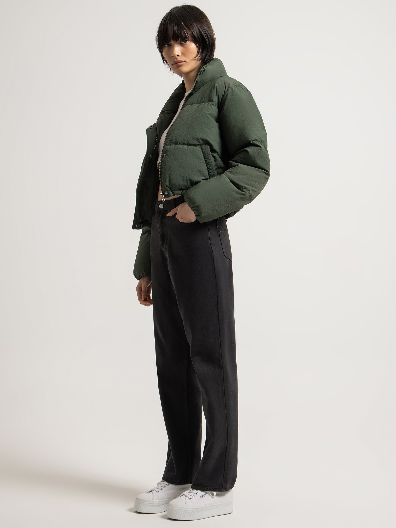 Topher Puffer Jacket in Hunter Green