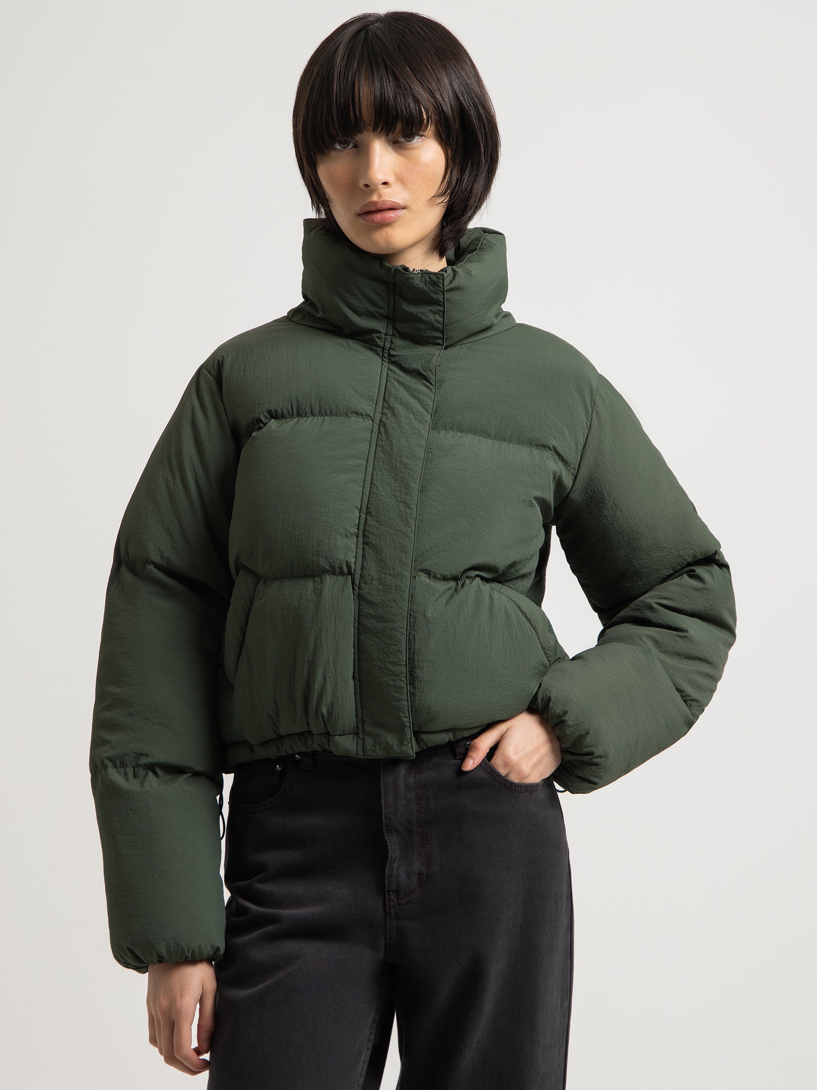 Topher Puffer Jacket in Hunter Green - Glue Store
