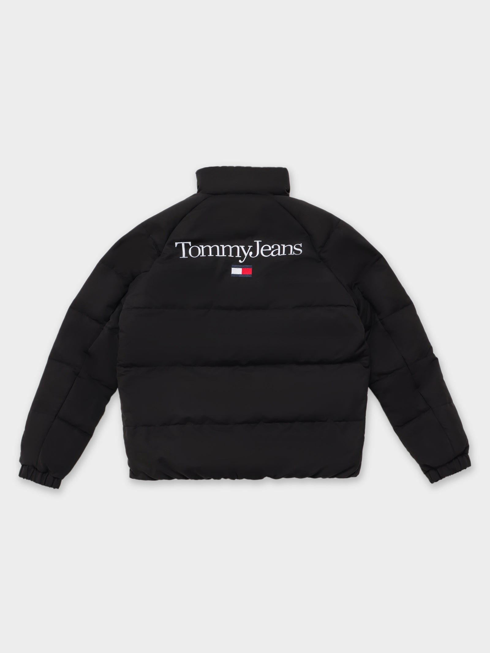 Tommy Graphic Puffer Jacket in Black