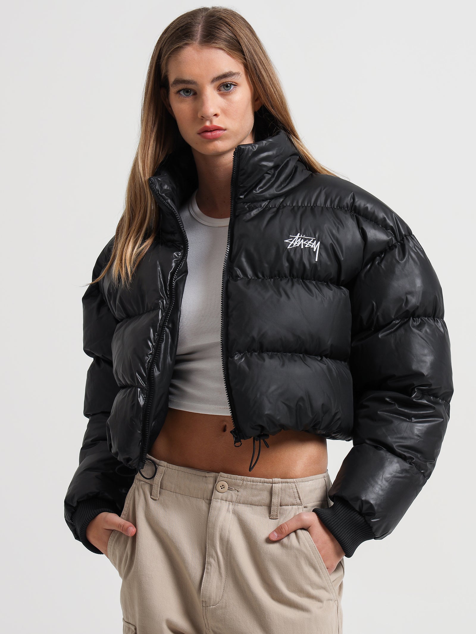 Women's Cropped puffer jacket, CLOSED
