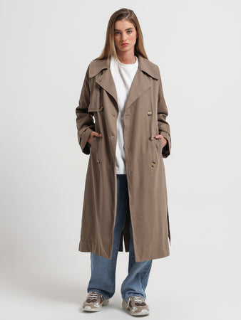Odyssey Trench Coat in Smoke Brown - Glue Store