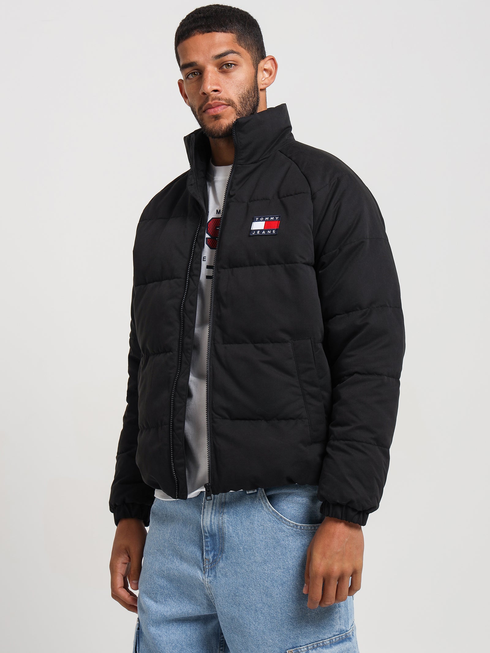 Tommy Graphic Puffer Jacket in Black - Glue Store