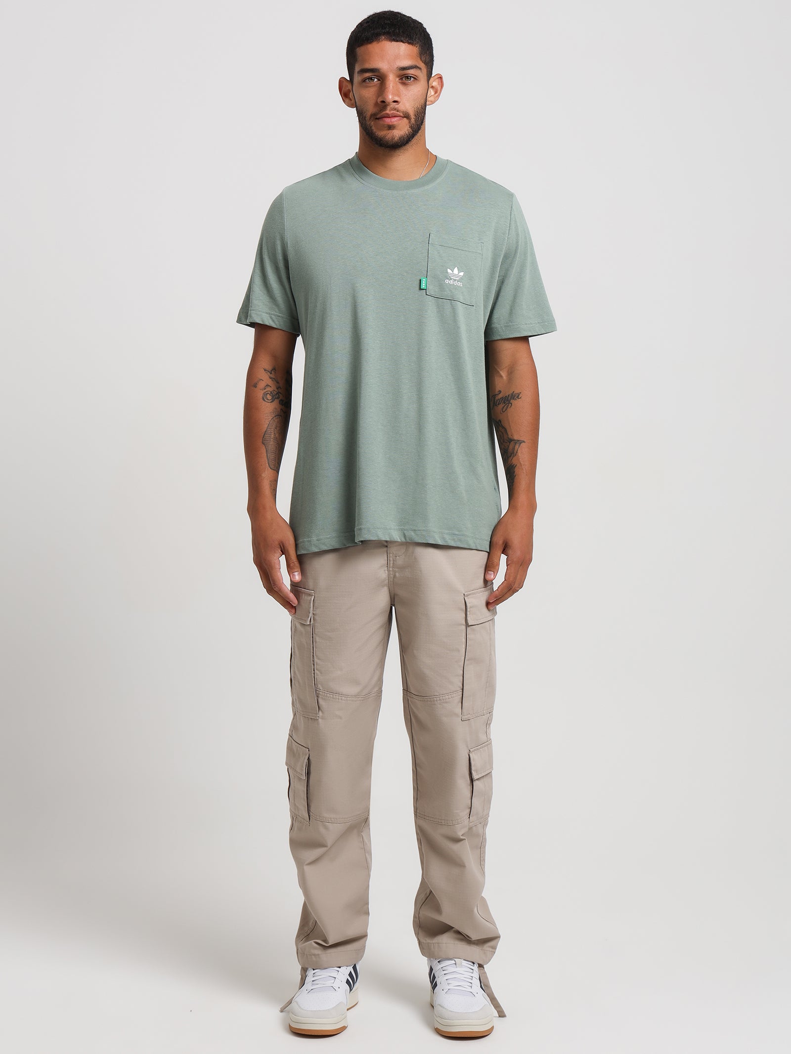 Essentials+ Made With Hemp T-Shirt in Silver Green - Glue Store