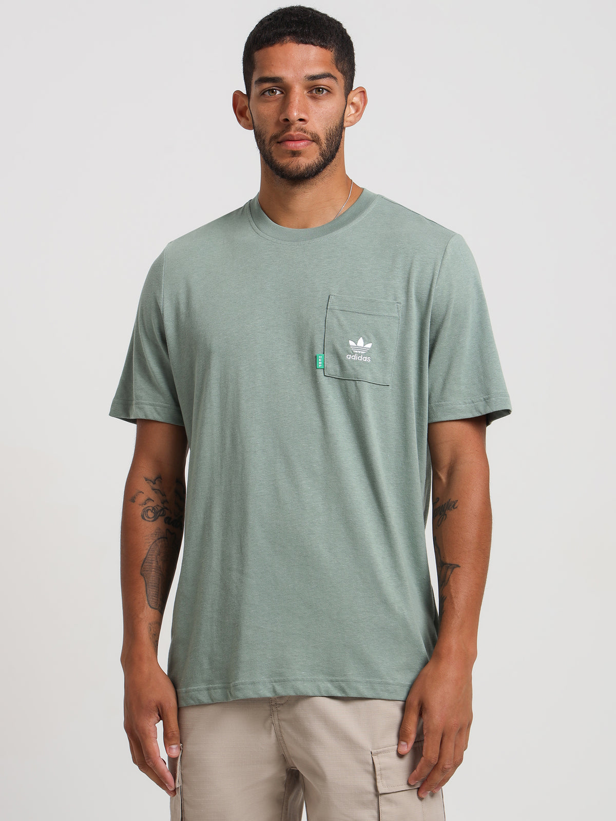 Essentials+ Made With Hemp T-Shirt in Silver Green