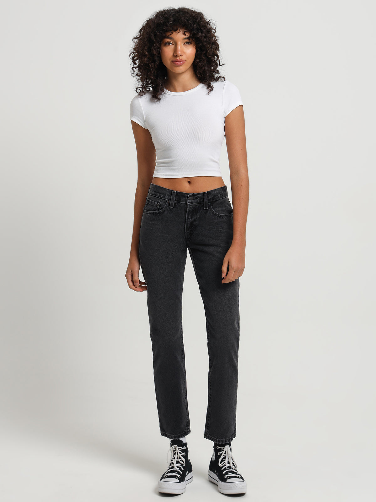 Levis Middy Straight Jeans | Washed Black